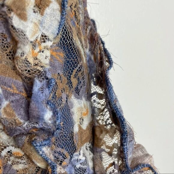 Rue 21 Floral Lace Mini Skirt Purple Beige White Stretchy Ruffles Layers size XL - Picture 4 of 8